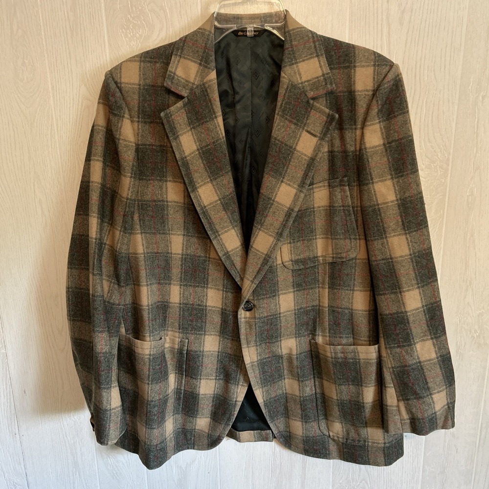 vintage Pendleton? jacket Large Wool 70's Blazer Green Taupe Plaid